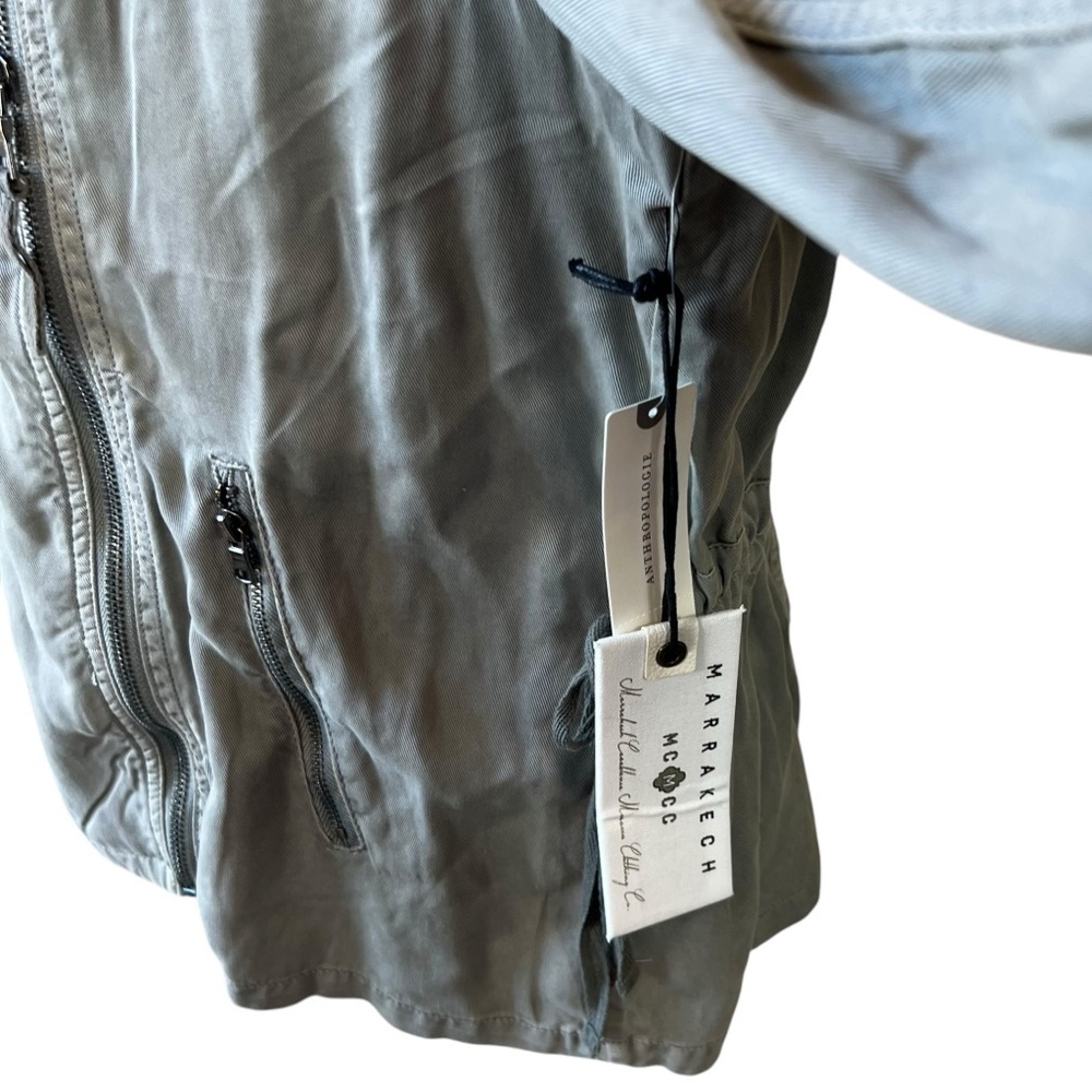 Anthropologie Marrakech Ronika Draped Green Khaki Moto Jacket Chic Women’s L - Picture 4 of 8
